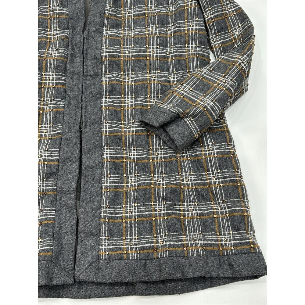 Vintage Elinor Simmons Malcolm Starr Womens Size 14 Gray Sequin Coat Lagenlook - Picture 3 of 13